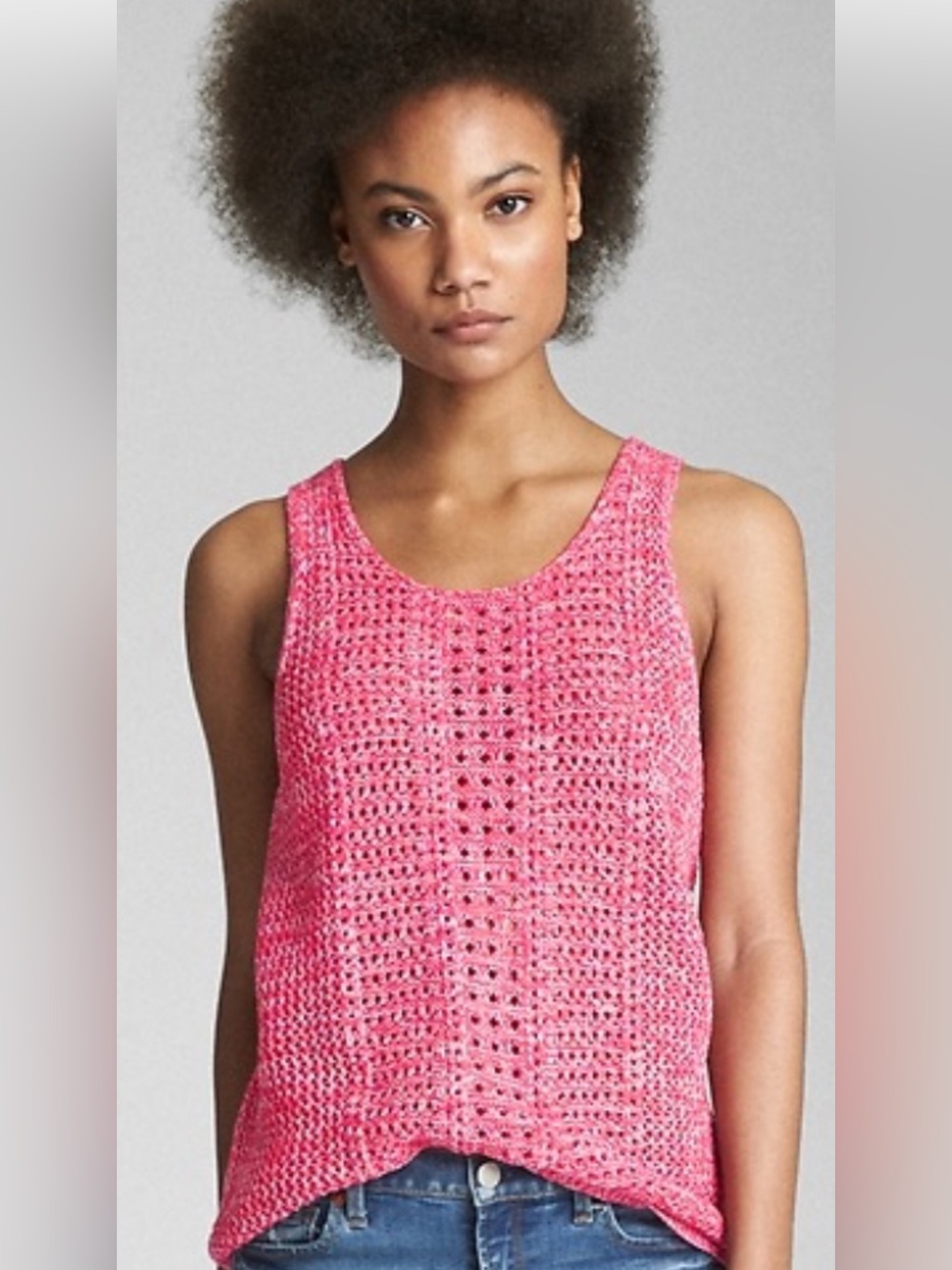 Gap for Good Woman’s Sleeveless Crochet Tank Top - Pink and White S